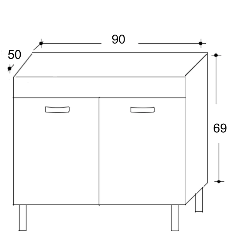 Mobile Sottolavello da Cucina 90x50x69 cm con 2 Ante in Nobilitato Bianco Opaco