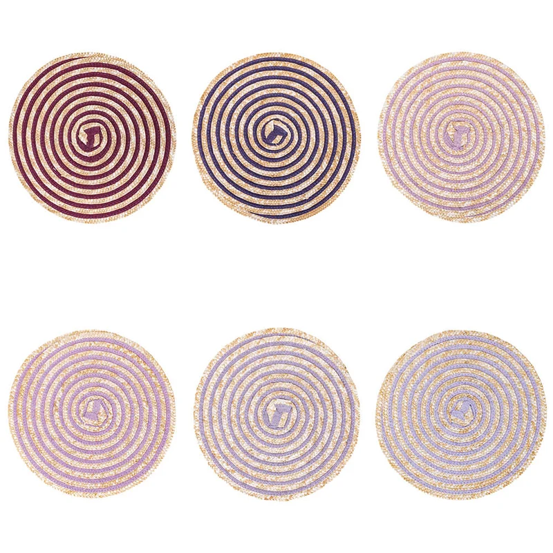 Set 6 Tovagliette Ø38 cm in Paglia e Carta VdE Tivoli 1996 Spiral