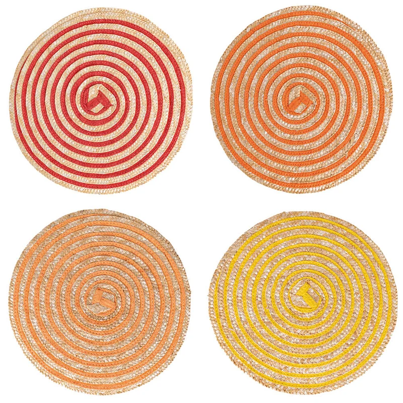 Set 4 Tovagliette Ø38 cm in Paglia e Carta VdE Tivoli 1996 Spiral