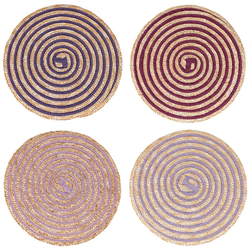 Set 4 Tovagliette Ø38 cm in Paglia e Carta VdE Tivoli 1996 Spiral