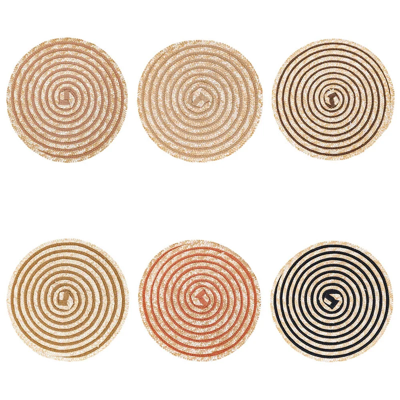Set 6 Tovagliette Ø38 cm in Paglia e Carta VdE Tivoli 1996 Spiral