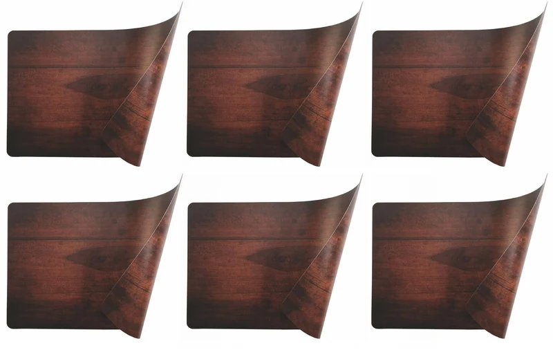Set 6 Tovagliette Double Face 45x30x0,5 cm in Plastica VdE Tivoli 1996 Wood Marrone scuro