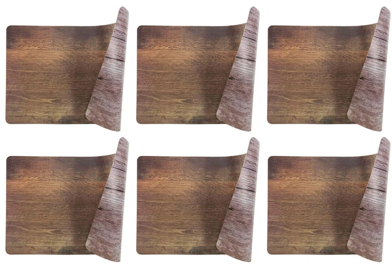 Set 6 Tovagliette Double Face 45x30x0,5 cm in Plastica VdE Tivoli 1996 Wood Vintage