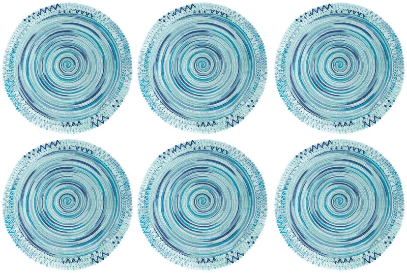 Set 6 Tovagliette Ø44x0,5 cm in Polipropilene VdE Tivoli 1996 Shades of ocean
