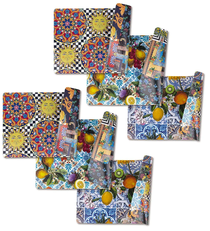 Set 6 Tovagliette Double Face 45x30x0,1 cm in PVC VdE Tivoli 1996 Italian Beauty