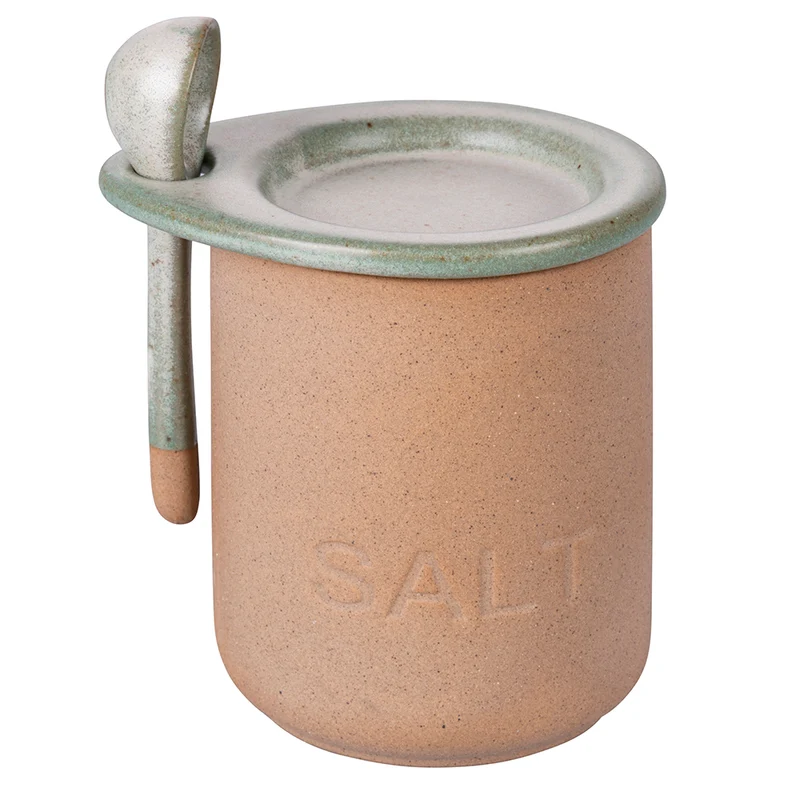 Barattolino Sale con Cucchiaino Ø8x11 cm 400 ml in Ceramica VdE Tivoli 1996 Pompei