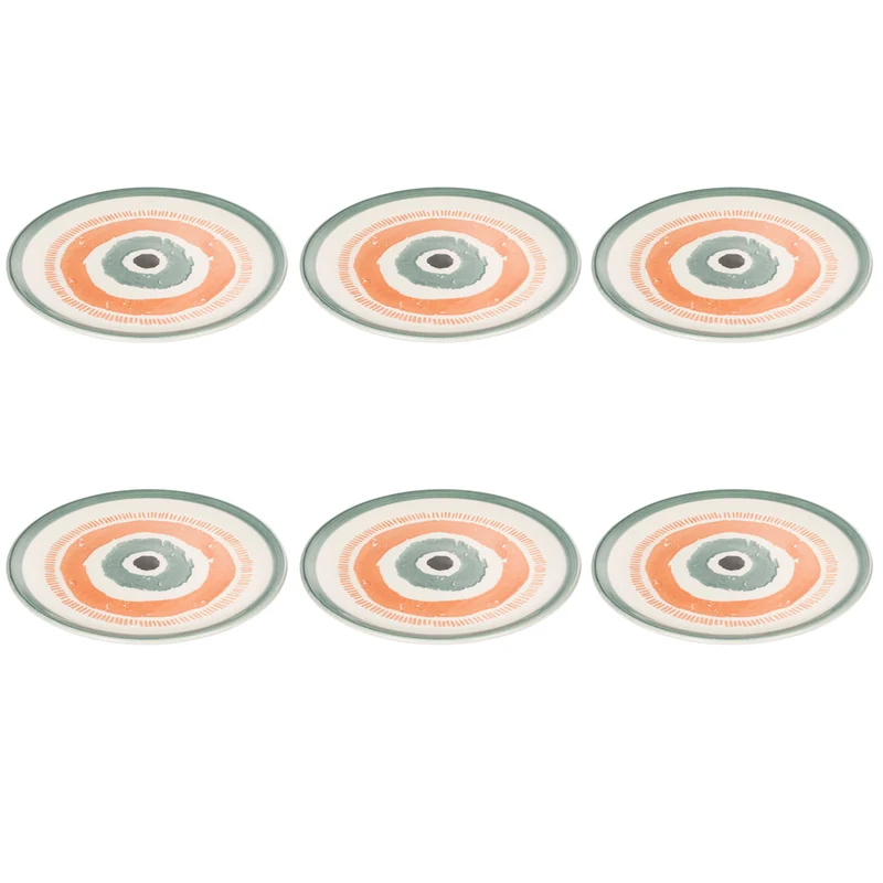 Set 6 Piatti Frutta Ø20x2 cm in Ceramica VdE Tivoli 1996 Occhio Marino