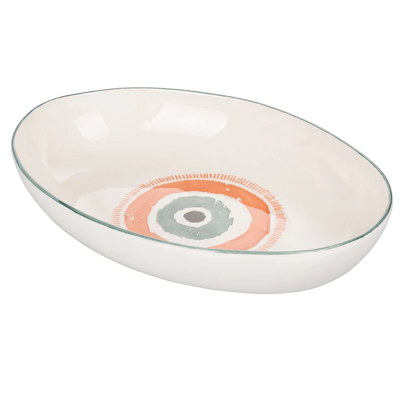 Piatto Fondo Ovale 36x26x7,5 cm in Ceramica VdE Tivoli 1996 Occhio Marino