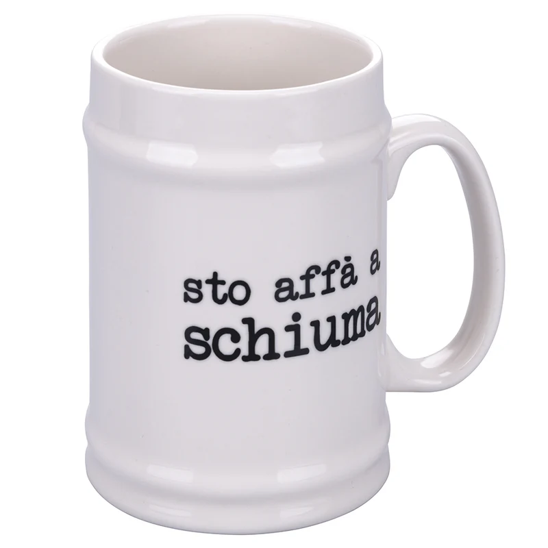 Boccale di Birra Ø8x13 cm in New Bone China VdE Tivoli 1996 Spqr bianco