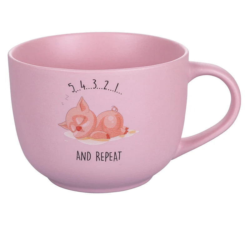 Tazza Ø11,5x9 cm in New Bone China VdE Tivoli 1996 Lazy "5-4-3-2-1 and repeat"