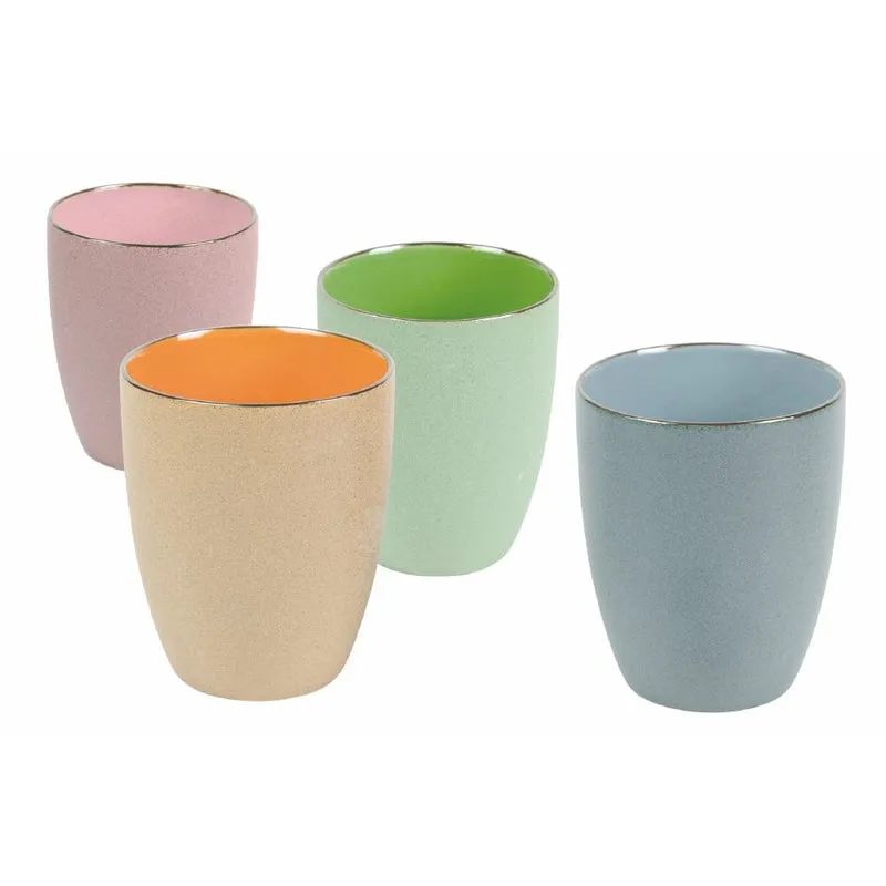 Set 4 Tazze Senza Manico Ø8,5x10,6 cm in Gres VdE Tivoli 1996 Glazed