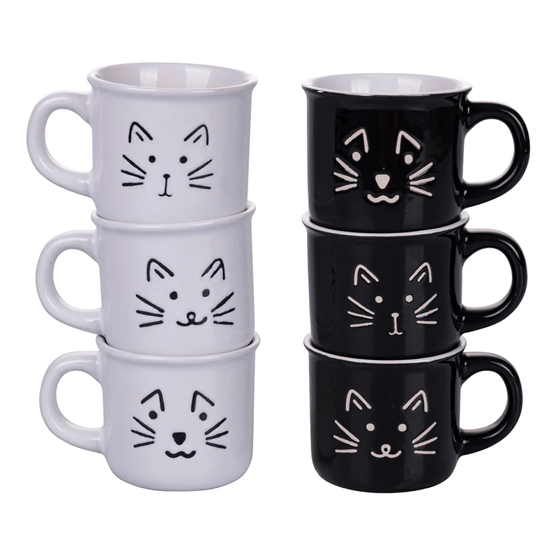 Set 6 Tazzine da Caffè Ø6,4x5,5 cm in Gres VdE Tivoli 1996 Love Cat