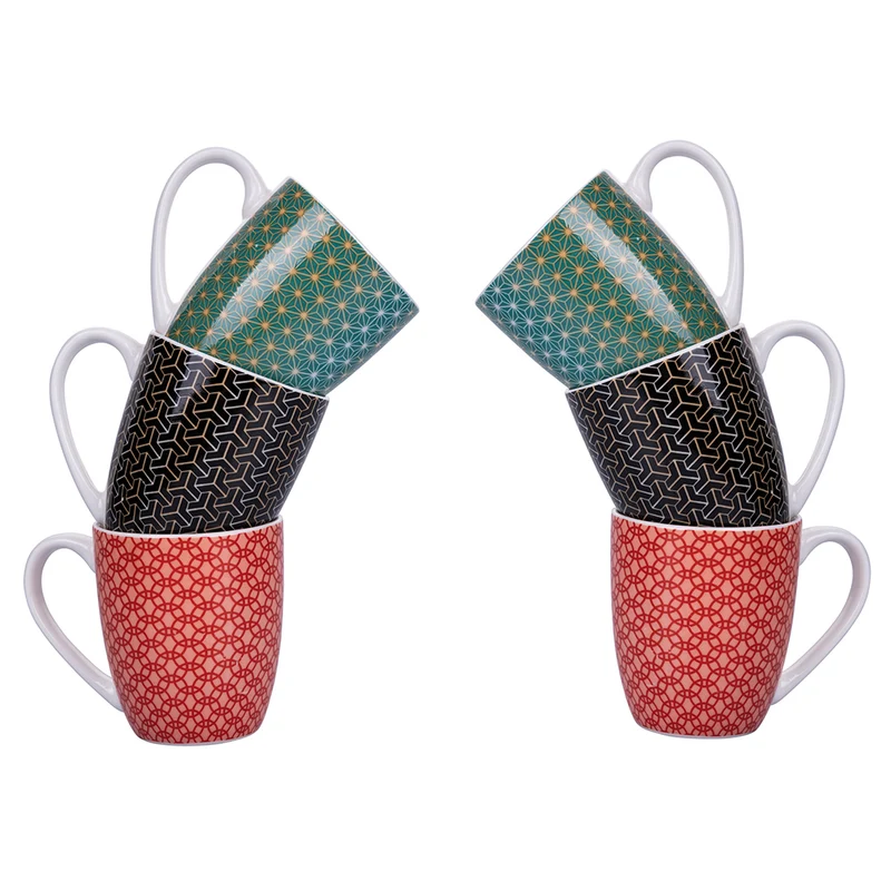 Set 6 Tazzine da Caffè Ø6x7 cm in Bone China VdE Tivoli 1996 Geometric
