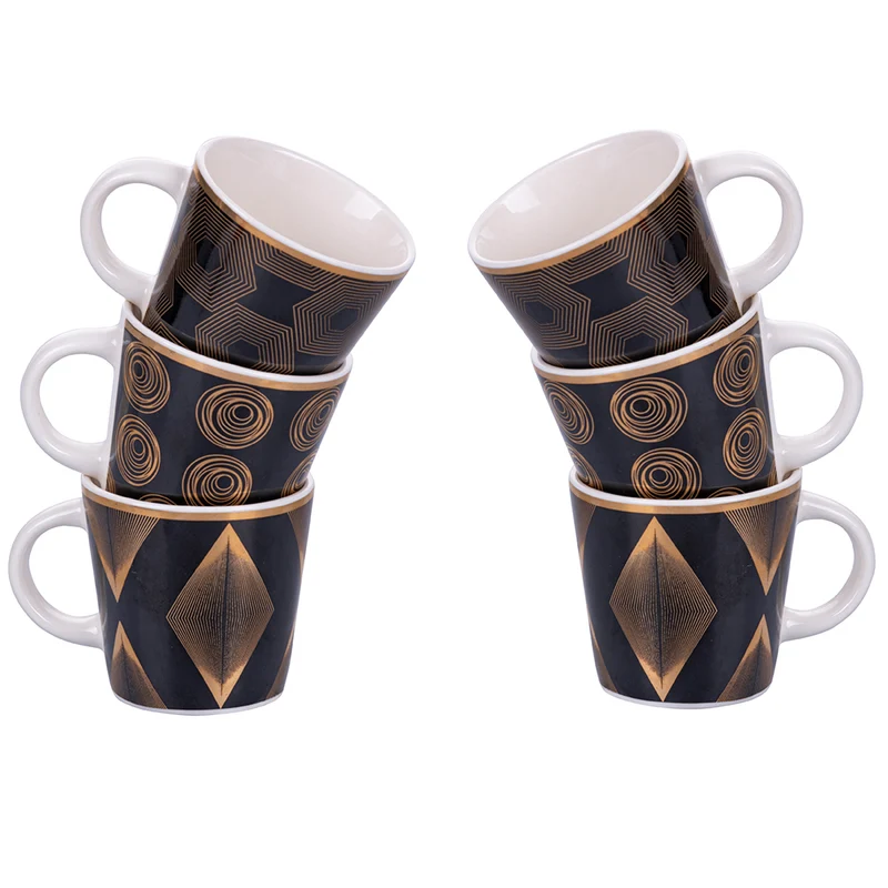 Set 6 Tazzine da Caffè Ø6x5,5 cm in Bone China VdE Tivoli 1996 Mondrian