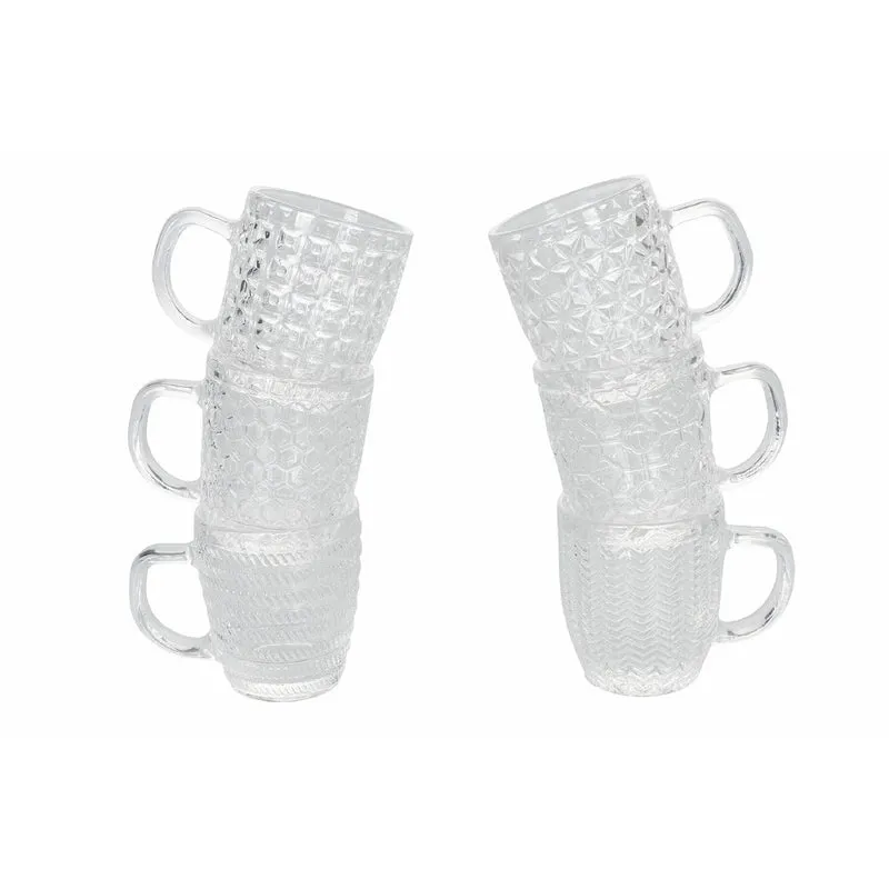 Set 6 Tazzine da Caffè Ø6x7 cm in Vetro Trasparente VdE Tivoli 1996 Geometrie