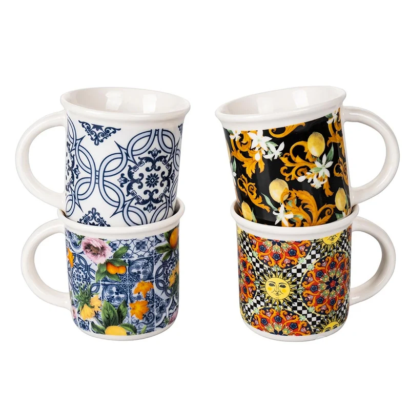 Set 4 Tazzine da Caffè Ø6,5x6,3 cm in Bone China VdE Tivoli 1996 Italian beauty