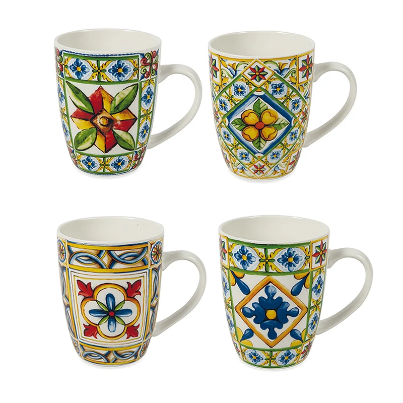 Set 4 Tazzine da Caffè Ø5,8x6,8 cm in New Bone China VdE Tivoli 1996 Costiera