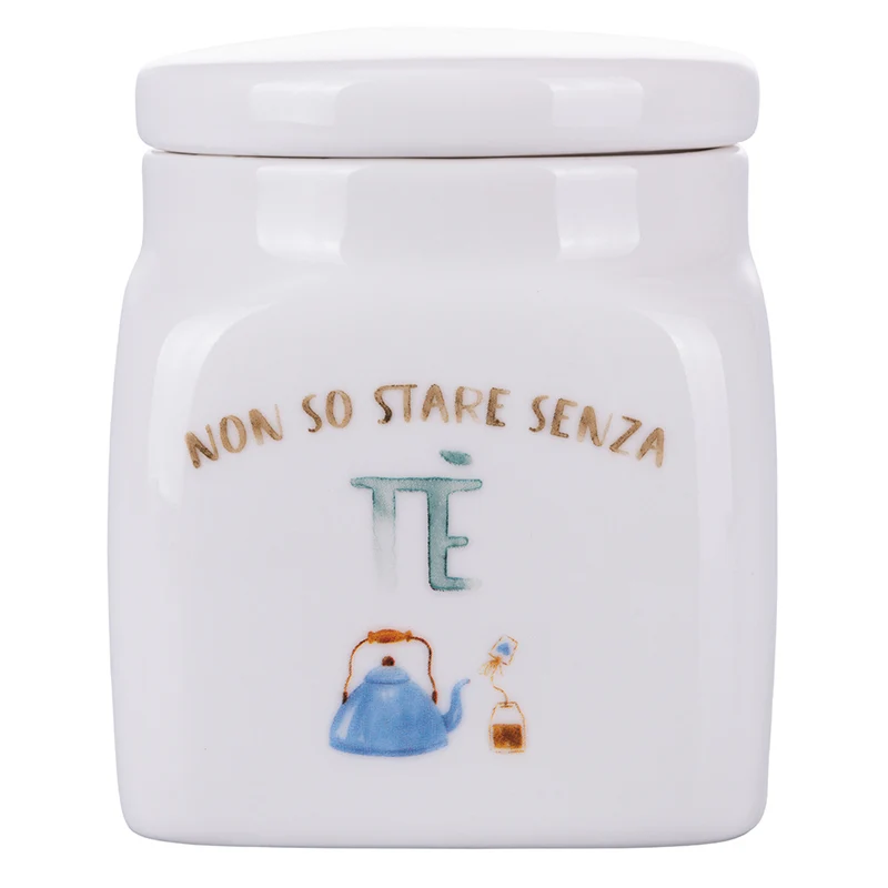 Barattolo Te 9,5x9,5x12 cm in New Bone China VdE Tivoli 1996 Le Travisate Bianco