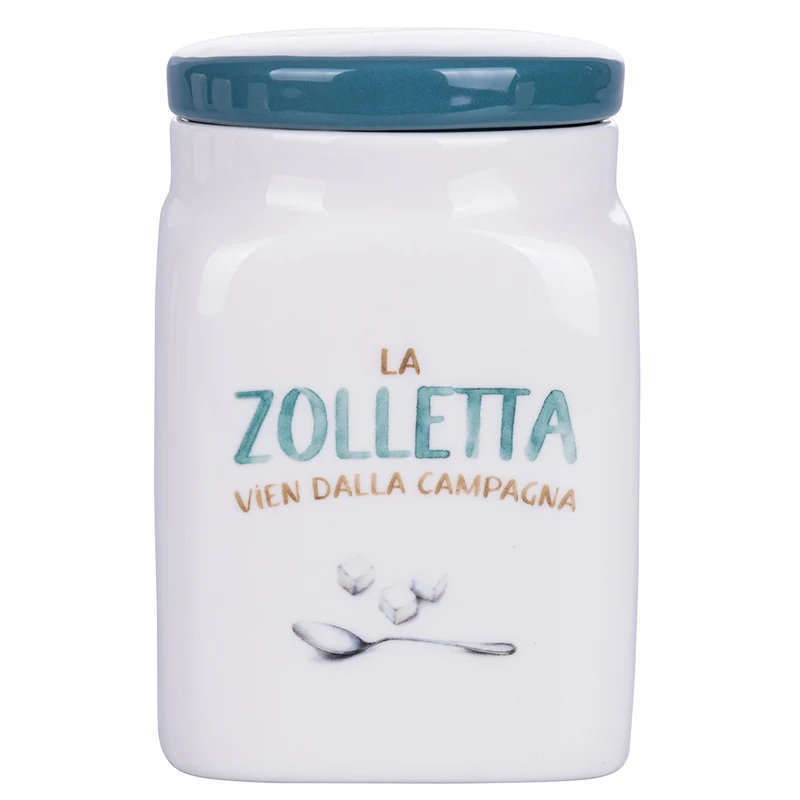 Barattolo Zucchero 9,5x9,5x14,5 cm in New Bone China VdE Tivoli 1996 Le Travisate Bianco