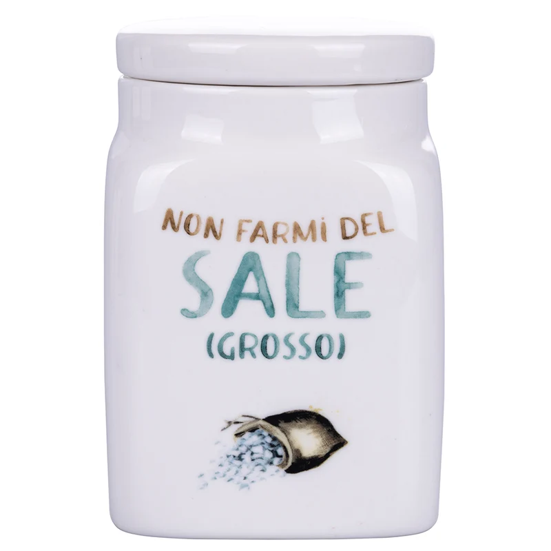 Barattolo Sale Grosso 9,5x9,5x14,5 cm in New Bone China VdE Tivoli 1996 Le Travisate Bianco