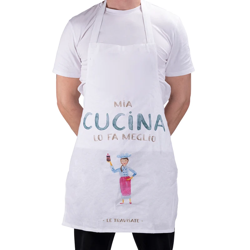 Grembiule Cucina 62x73 cm 100% Cotone VdE Tivoli 1996 Le Travisate Bianco
