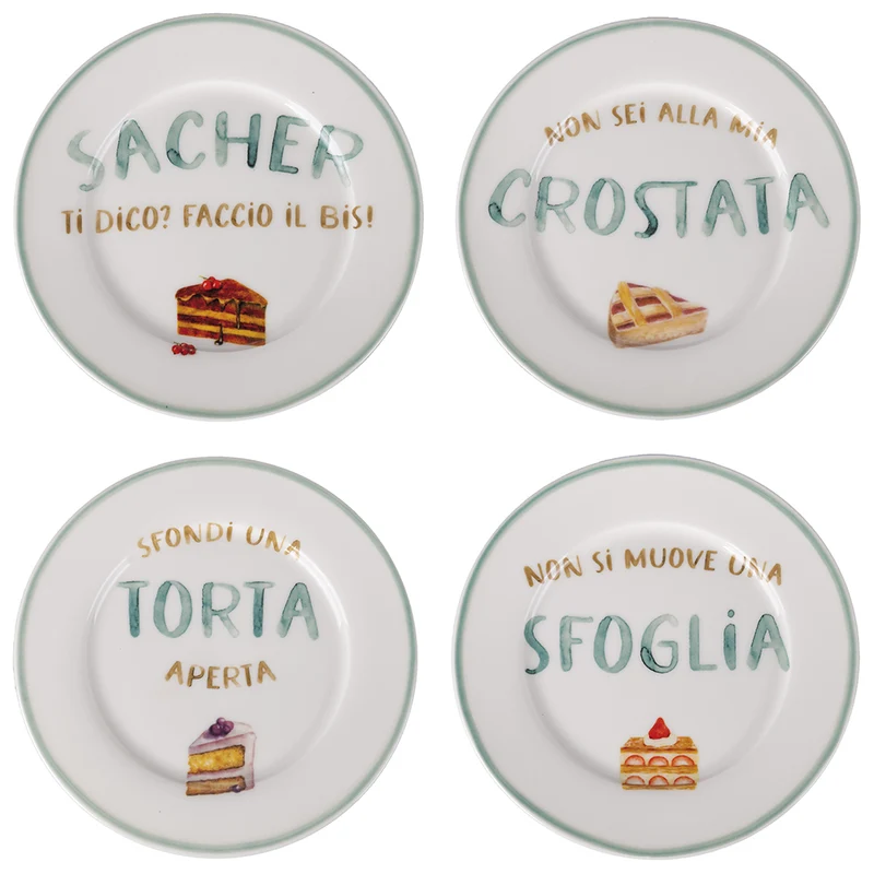 Set 4 Piattini Dolce Ø19x1,5 cm in New Bone China VdE Tivoli 1996 Le Travisate Bianco