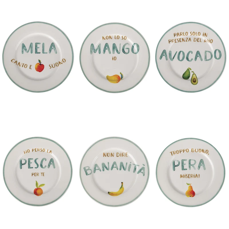 Set 6 Piattini Frutta Ø19x1,5 cm in New Bone China VdE Tivoli 1996 Le Travisate Bianco
