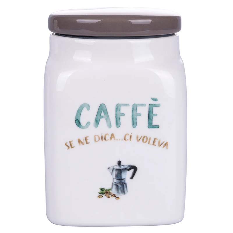Barattolo Caffe 9,5x9,5x14,5 cm in New Bone China VdE Tivoli 1996 Le Travisate Bianco