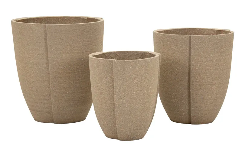 Set Di Tre Cachepot Da Esterno Peru Tris Con Misure 43x47 Cm, 36x41,5 Cm E 30,5x34,5 Cm