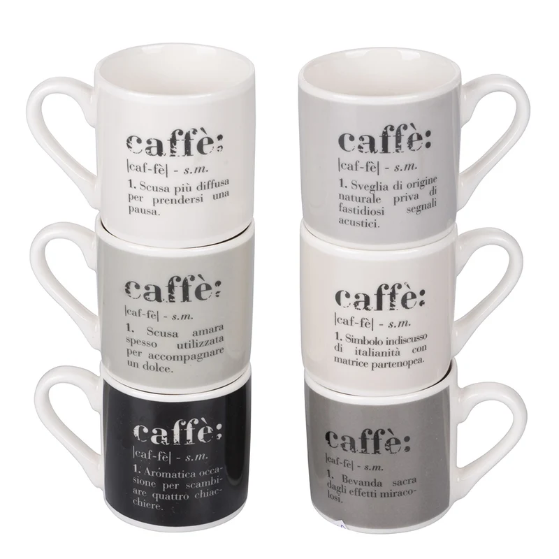 Set 6 tazzine Caffè Ø5,5x5,5 cm in new bone China VdE Tivoli 1996 Classic