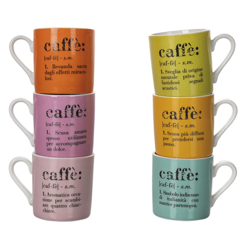 Set 6 tazzine Caffè Ø6x6 cm in New Bone China VdE Tivoli 1996 Colours