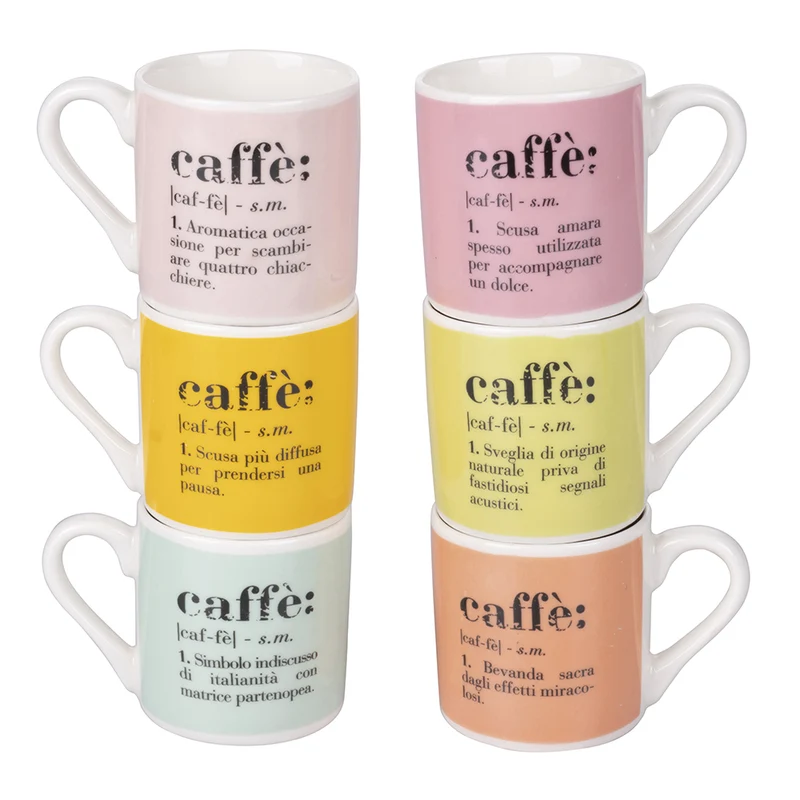 Set 6 tazzine Caffè Ø5,5x5,5 cm in New Bone China VdE Tivoli 1996 Colours