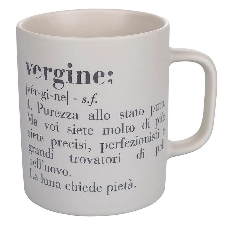 Tazza Zodiaco "vergine" Ø8x10 cm in Bone China VdE Tivoli 1996 Bianco