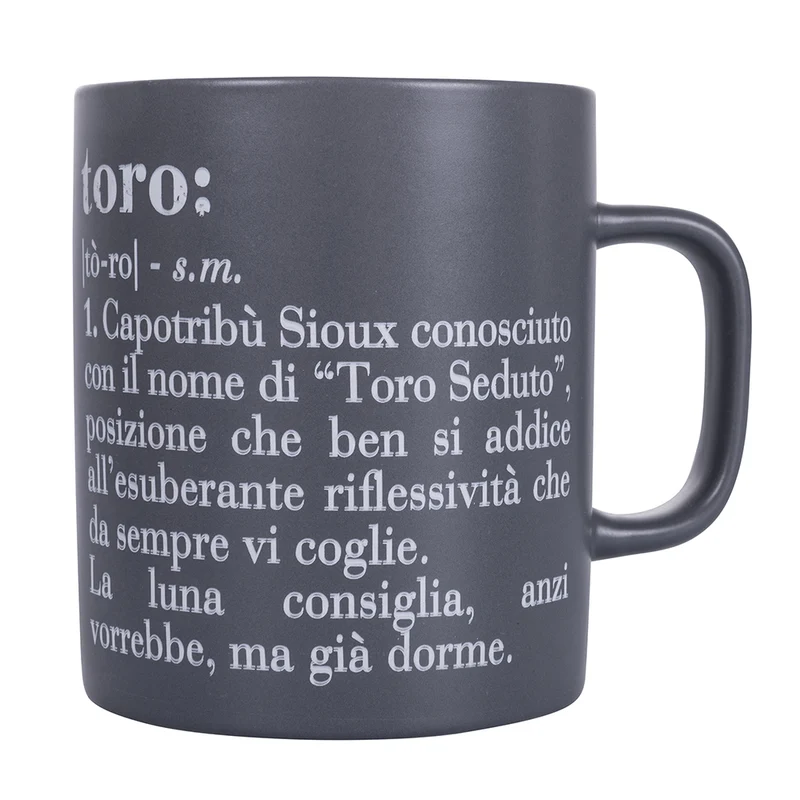 Tazza Zodiaco "toro" Ø8x10 cm in Bone China VdE Tivoli 1996 Grigio Scuro
