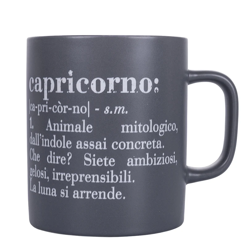 Tazza Zodiaco "capricorno" Ø8x10 cm in Bone China VdE Tivoli 1996 Grigio Tortora