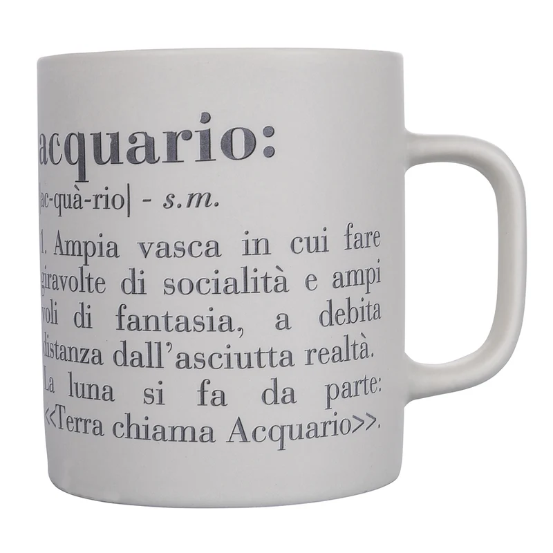 Tazza Zodiaco "acquario" Ø8x10 cm in Bone China VdE Tivoli 1996 Bianco