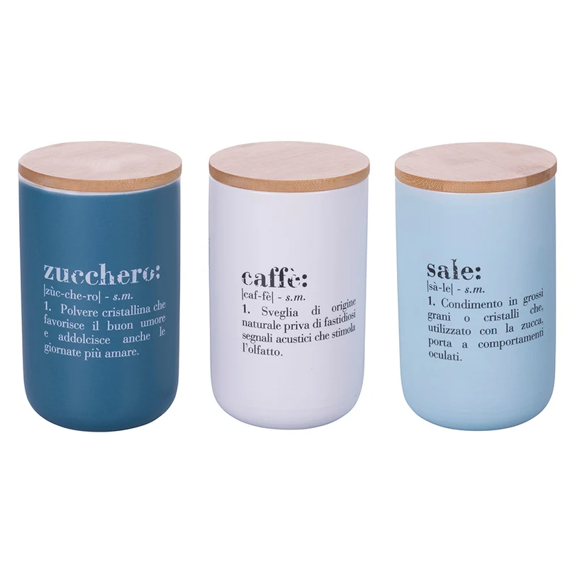 Set 3 Barattoli Sale Zucchero e Caffè Double Face 750 ml in New Bone China VdE Tivoli 1996