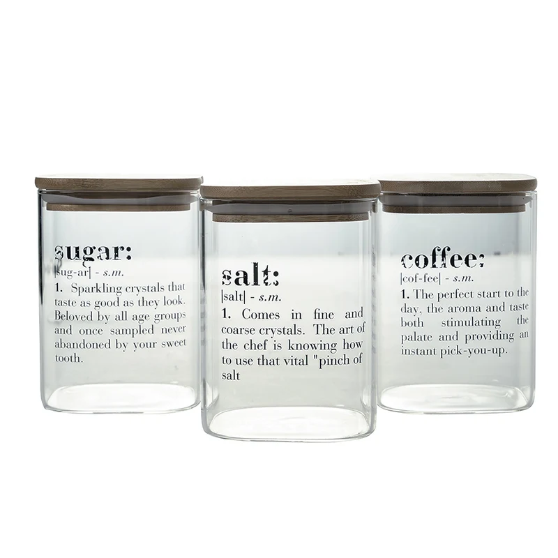 Set 3 Barattoli Sale Zucchero e Caffè 1 Litro in Vetro VdE Tivoli 1996 Inglese Trasparente