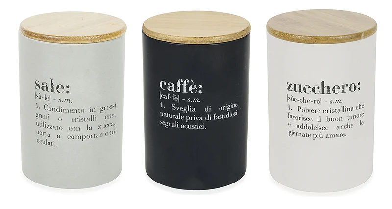 Set 3 Barattoli Sale Zucchero e Caffè 750 ml in Ceramica VdE Tivoli 1996