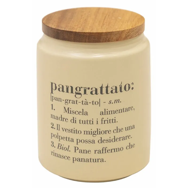 Barattolo pangrattato con coperchio bamboo 800 ml in Gres VdE Tivoli 1996 Crema