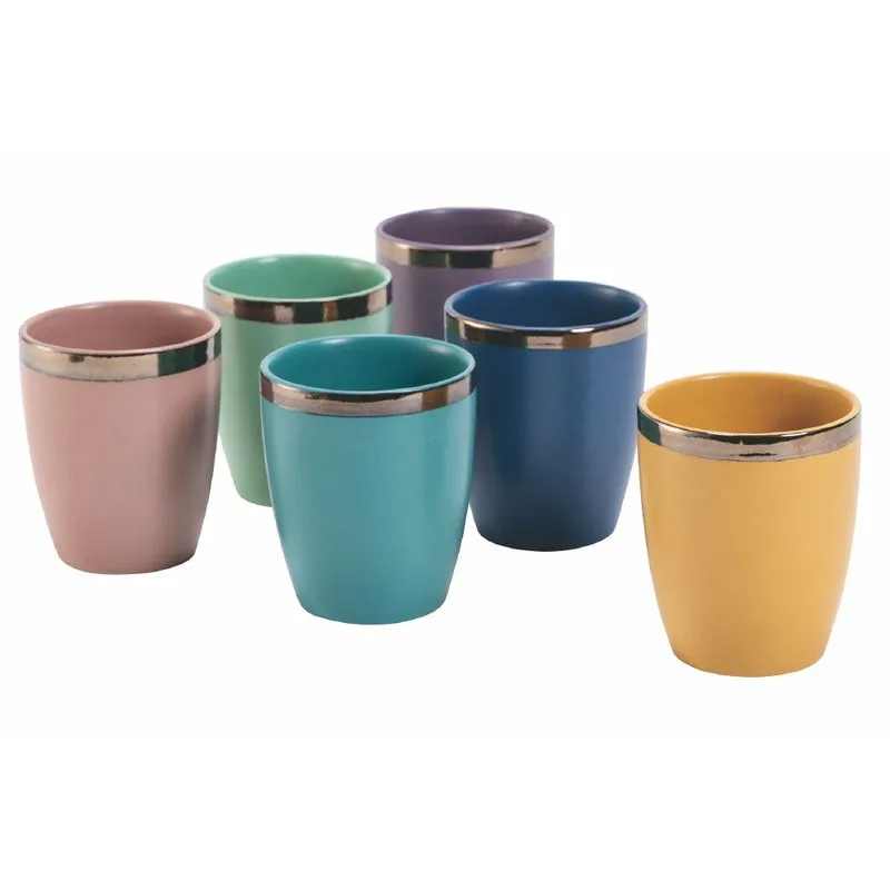 Set 6 Tazzine per Liquori Liquorini Naima Glam in Gres VdE Tivoli 1996 6 Colori Differenti