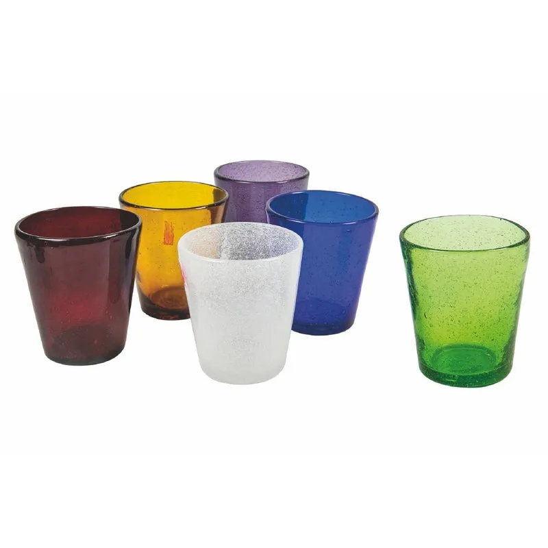 Set 6 Bicchieri Acqua Cancun in Vetro VdE Tivoli 1996 6 Colori Differenti