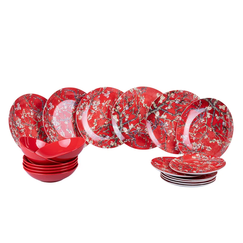 Servizio Piatti 18 Pezzi in New Bone China e Gres VdE Tivoli 1996 Japanese Dream