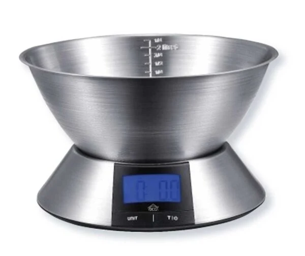Bilancia da Cucina Digitale in Acciaio Inox 5 Kg con Ciotola