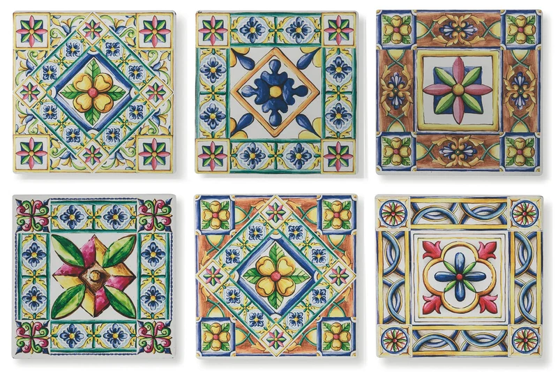 Sottopentola Quadrato in Ceramica Fondo in Sughero 16x16 cm VdE Tivoli 1996 Costiera