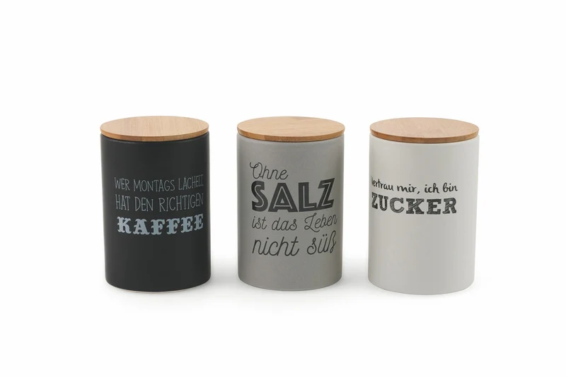 Set 3 Barattoli Sale Zucchero e Caffè 700 ml in Dolomite Coperchio in Bamboo VdE Tivoli 1996