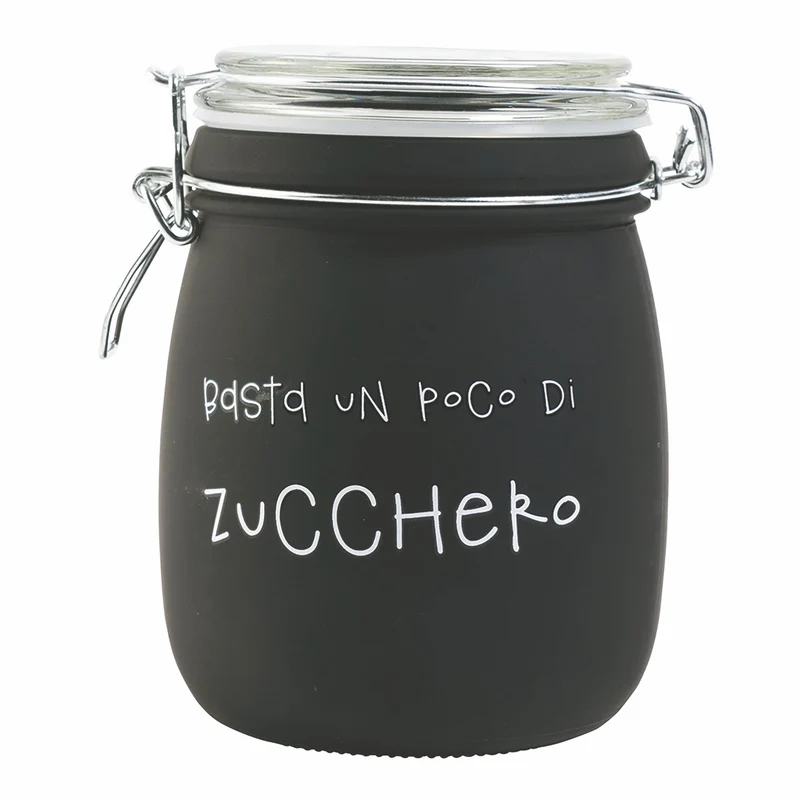 Barattolo Zucchero con Scritta Ø10,8x17,3 cm in Vetro con Chiusura in Metallo VdE Tivoli 1996