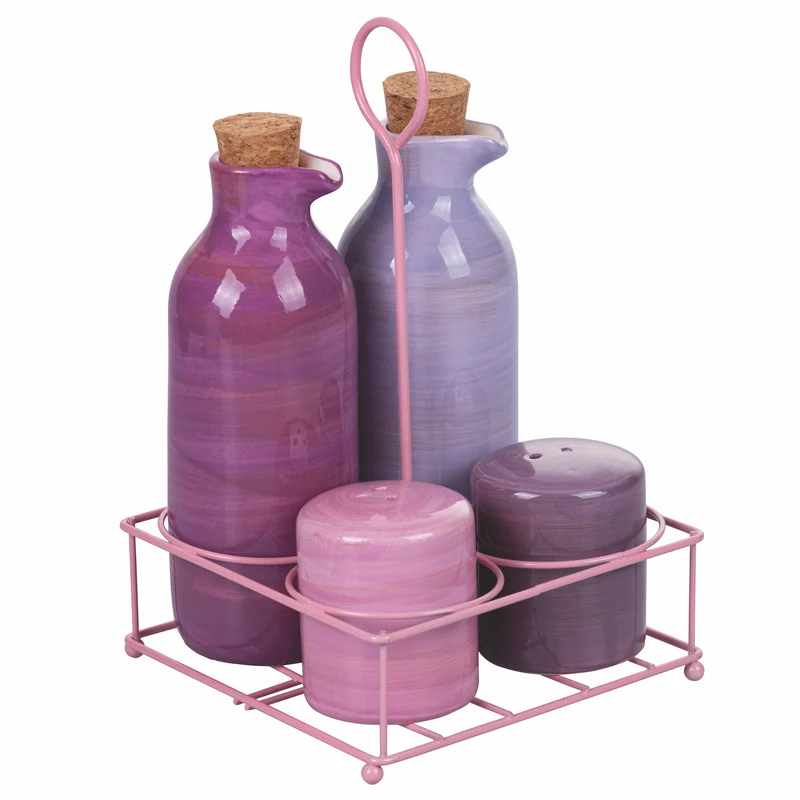 Menage 5 Pezzi in Ceramica con Stand in Metallo VdE Tivoli 1996 Baita Provence