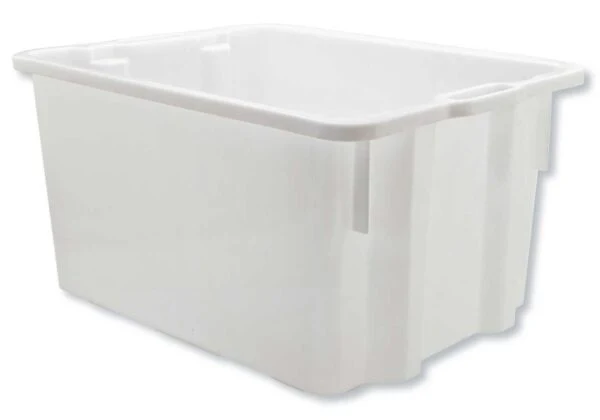 Cassa chiusa PEHD 50 litri bianca – Sovrapponibile, alimentare, 55x43x31 cm