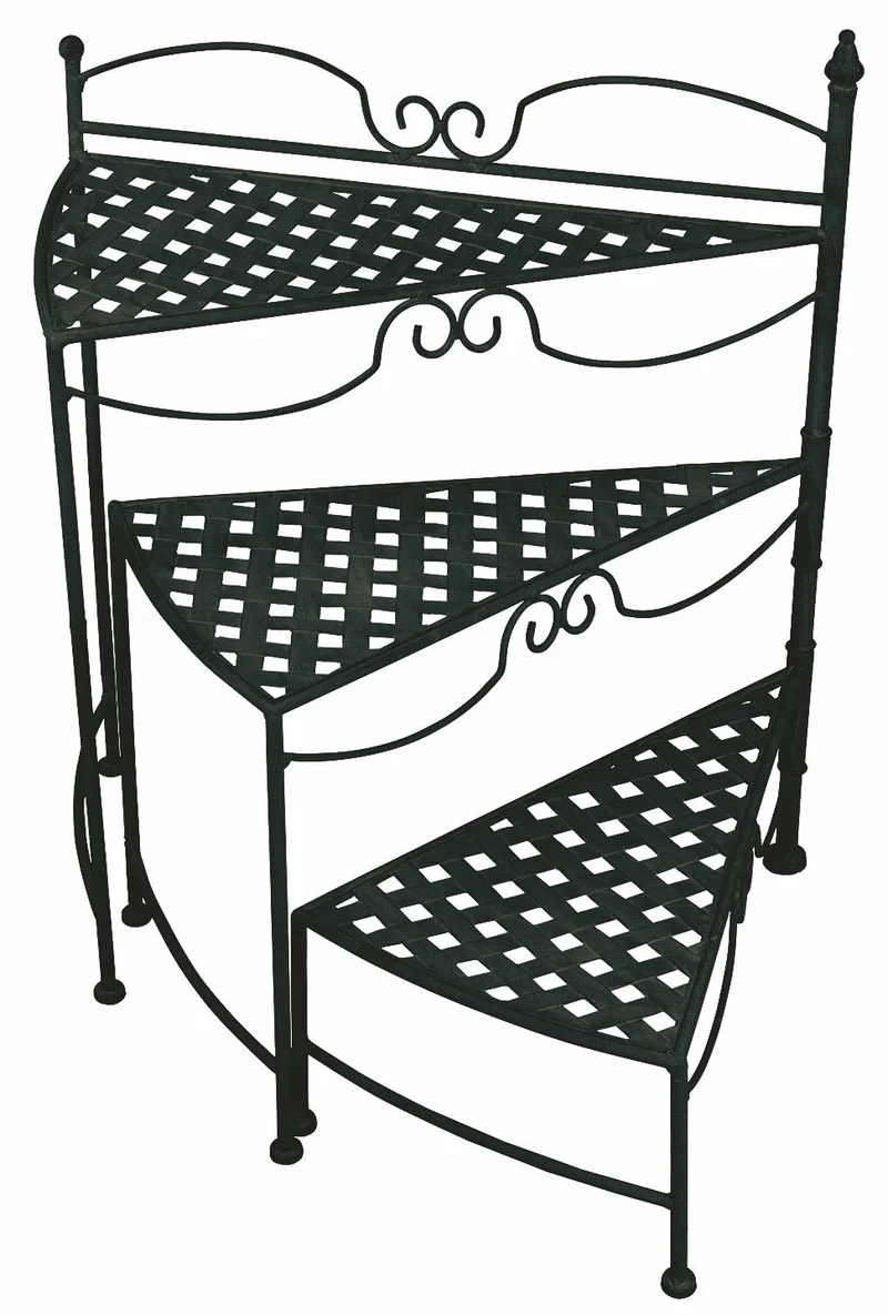 Portapiante 3 Ripiani 55x30x64 cm in Ferro Battuto Soriani Nero